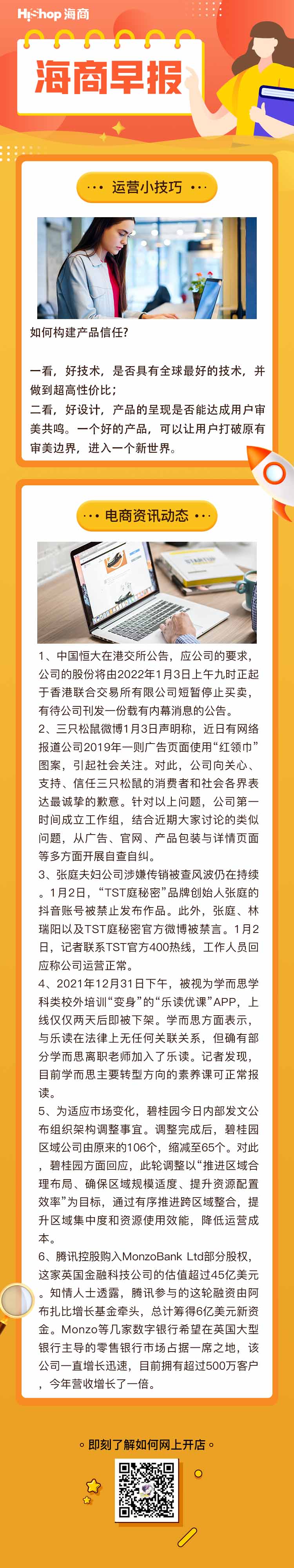 HiShop電商早報(bào)——2022年1月4日