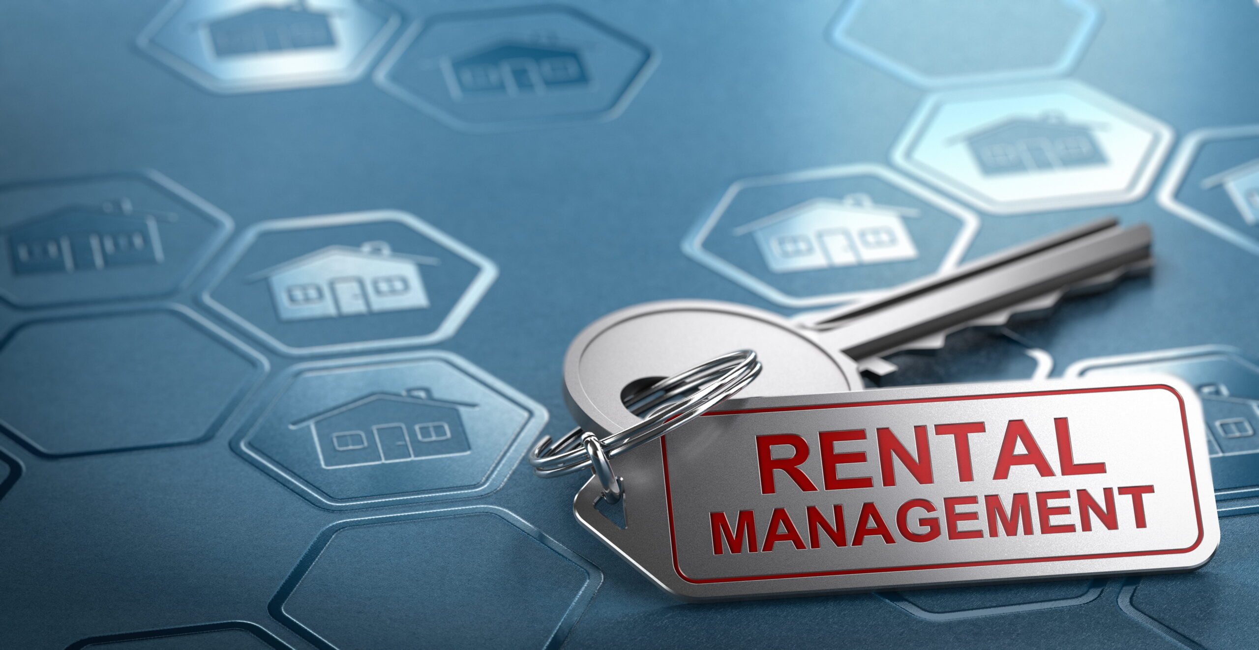 Image of rental key with rental management keychain.